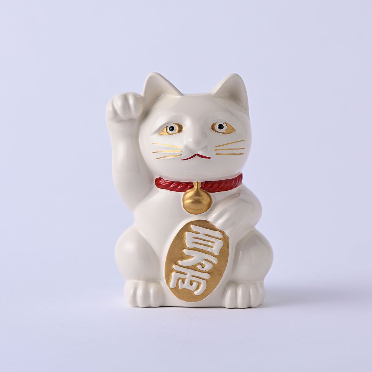 【銀雅堂】開運厄除け 招き猫(白漆)