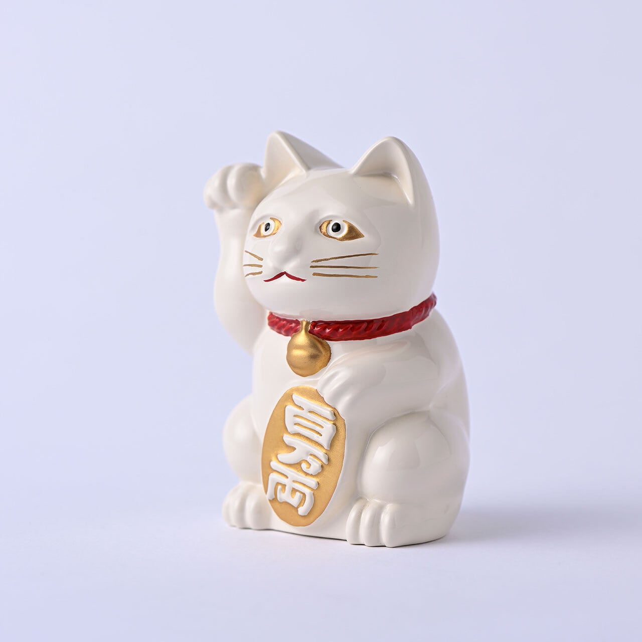 【銀雅堂】開運厄除け 招き猫(白漆)