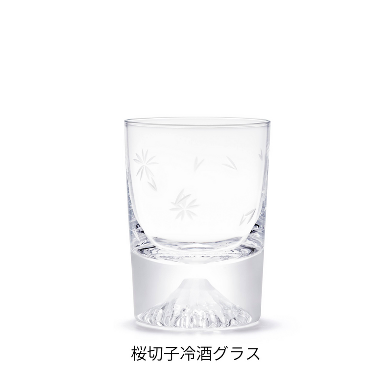 桜切子　富士山グラス